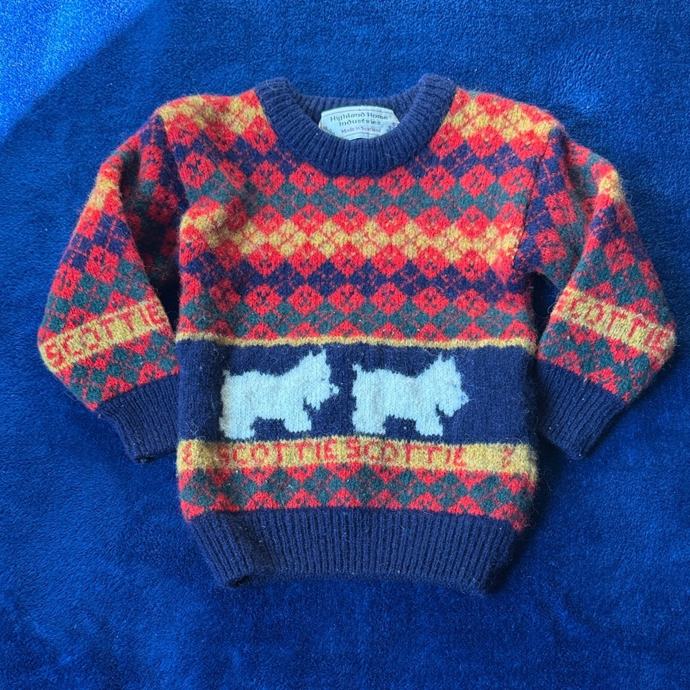 Highland House Kids 'Scottie' Wool Sweater - Red Navy Yellow